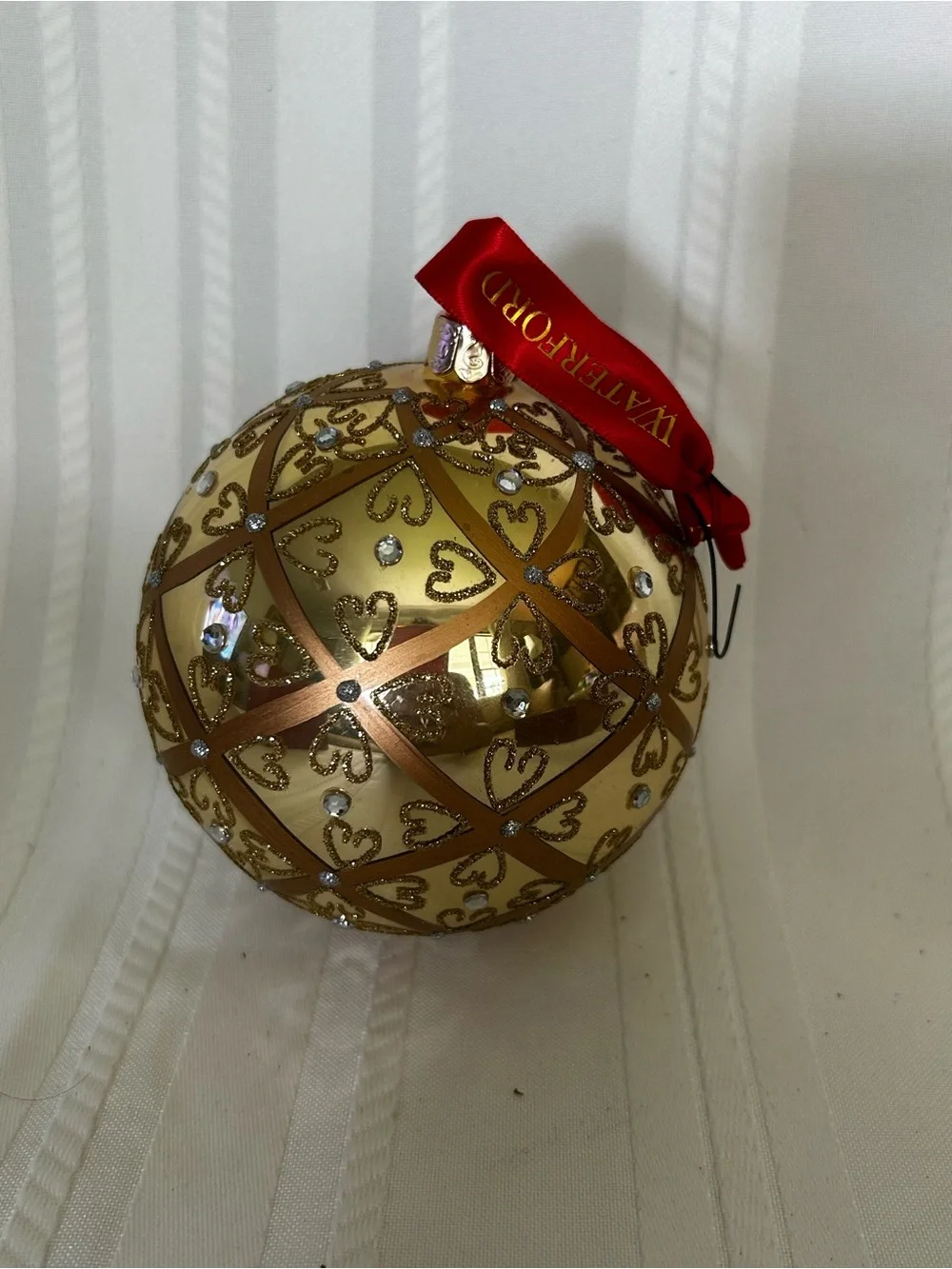 Waterford Crystal Holiday Heirlooms Gold Celtic Glass Ball Hand Blown Ornament
